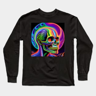 Vibrant Trippy Skull Art 8 Long Sleeve T-Shirt